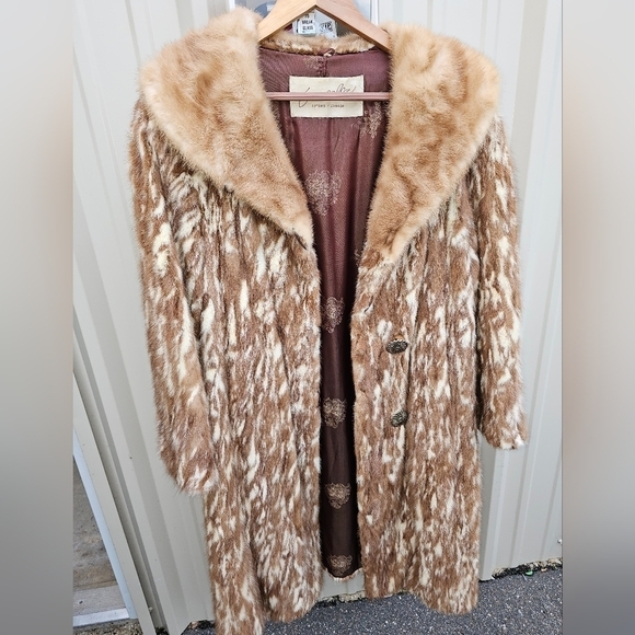GLAMOUR ~VINTAGE HAZEL EMBA MINK FUR FULL LENGTH COAT~MINK COLLAR SIZE:LG-XLARGE - Picture 3 of 16